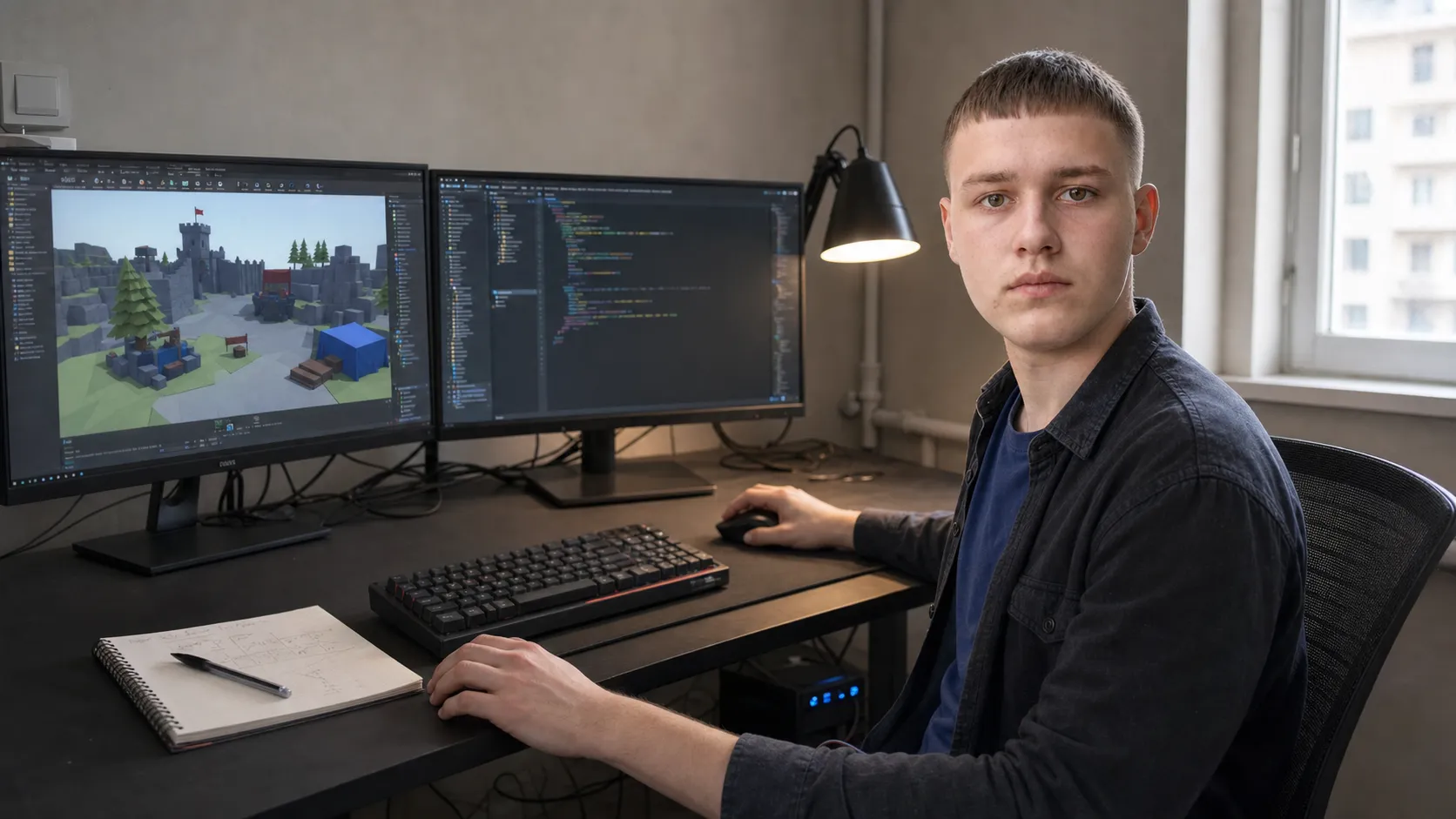 Pavlo Ishchenko working on an original multiplayer game prototype